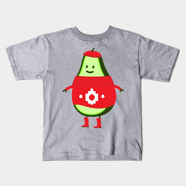 Acocado in winter Kids T-Shirt by spontania